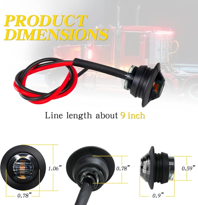 KEING 10 Pack Sealed Waterproof Mini Round 3/4 Inch Red LED Marker Lights Signal Light 12V for Trailer Truck Bus Pickup Van ATV RV Lorry Caravan, 5 Years Warranty (Smoked Lens) - Image 5